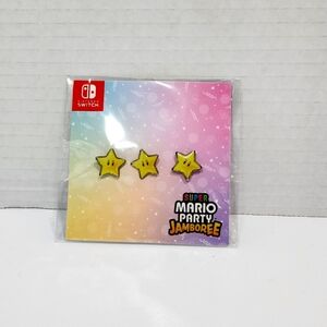 Mario Party UK Promotional Pin Star Badges Sealed 3 pins Rare Nintendo accessory